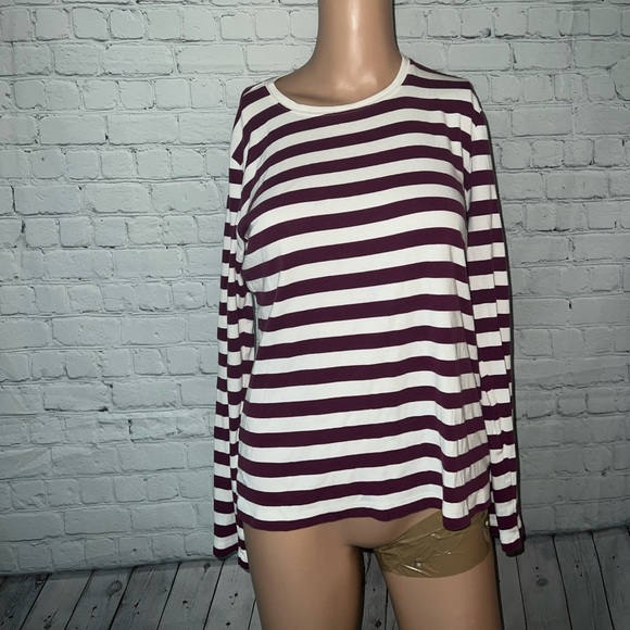 Liz Claiborne Tops - liz claiborne purple & cream striped top size M
